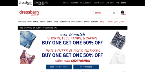 A thumbnail of the dressbarn website.