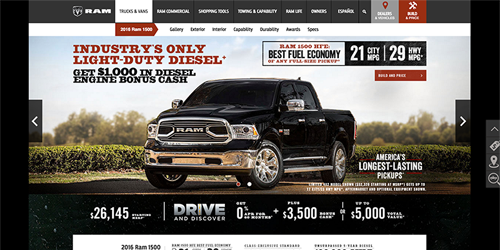 A thumbnail of the RAM Trucks website.